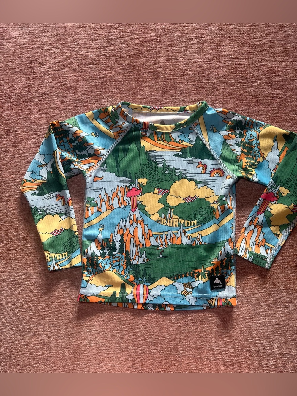Burton Kids' 2T Long Sleeve Green Scenic Rash Guard Summer Water Play
